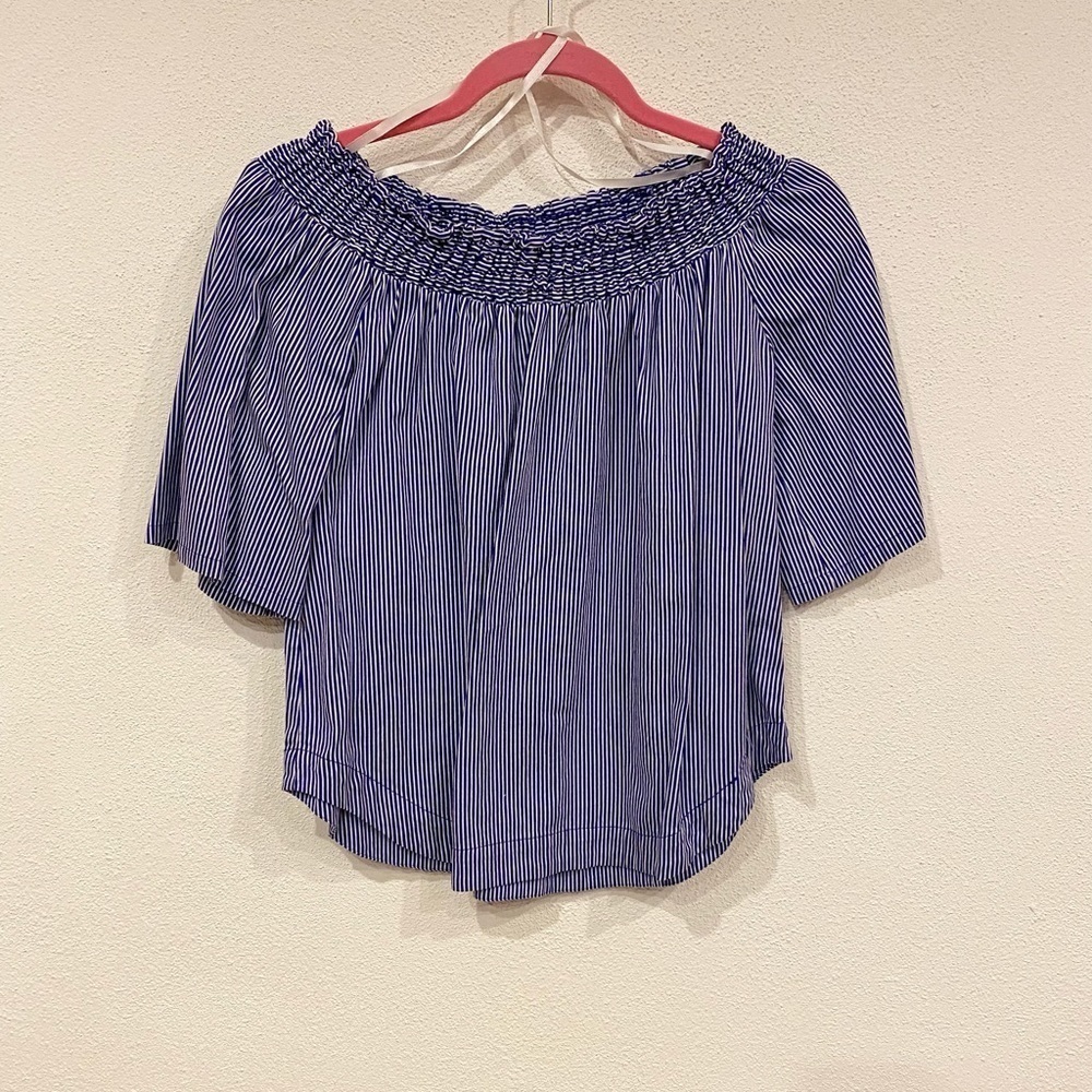 7th Avenue Design Studio Off Shoulder Striped Top Size Medium VGUC - Picture 2 of 4